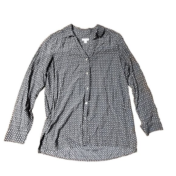 J. Jill Geometric Print Button Up Long Sleeve Shirt‎ Rayon Dressy Classic XS - Picture 1 of 8